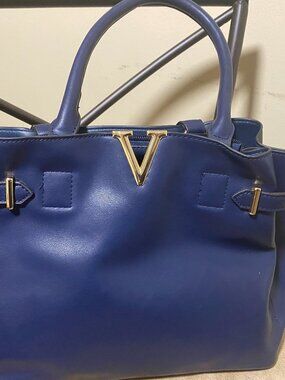 Brand New DS Bags Navy Blue V-Shaped Tote Satchel Handbag